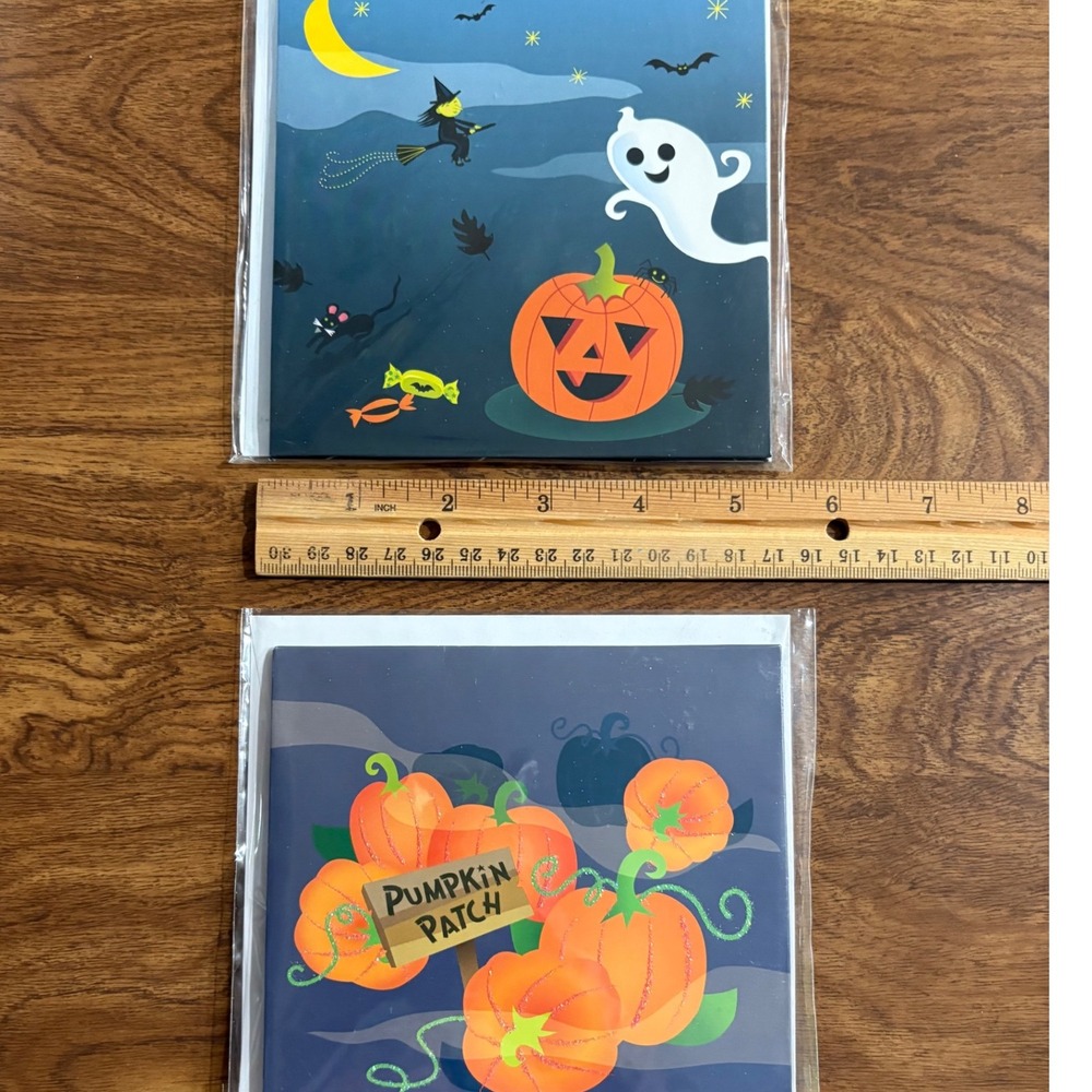 2 Halloween Pop Up Greeting‎ Cards Pumpkin Witch Ghost New Up With Paper - Picture 7 of 7